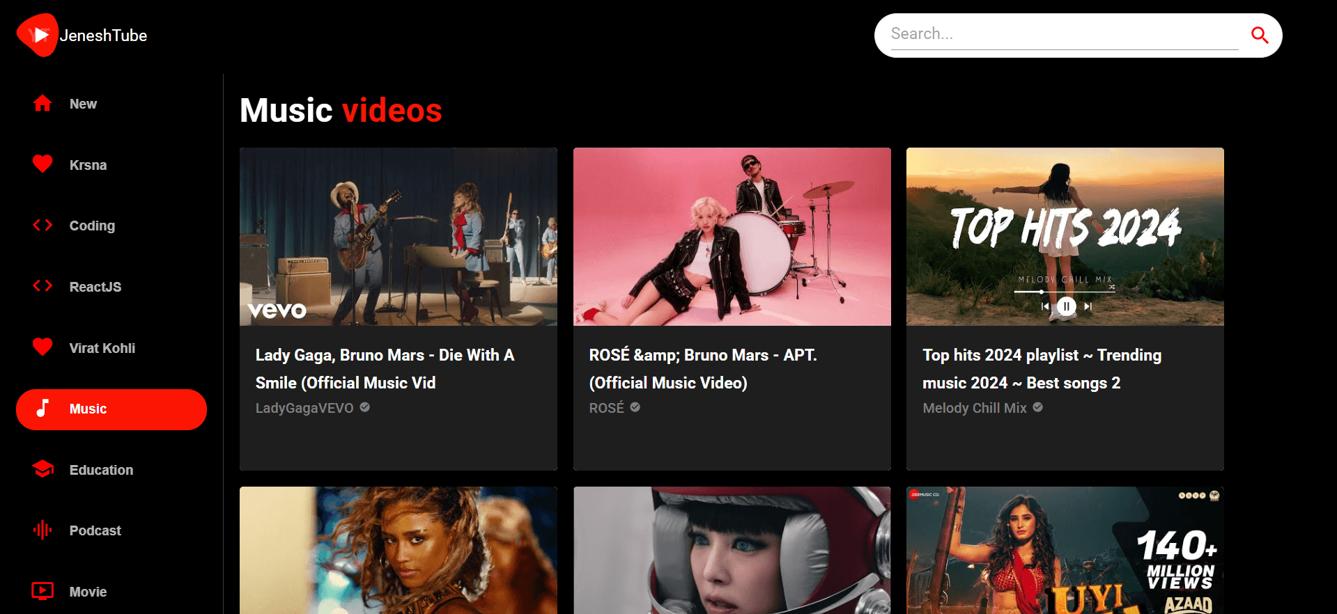 YouTube Inspired Streaming App
